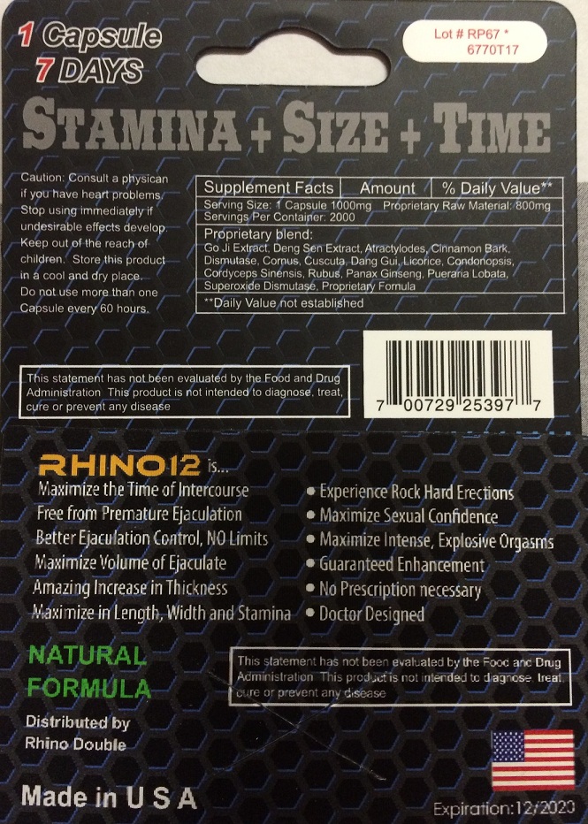 Rhino 12 Pill Titanium 6000 Male Enhancement